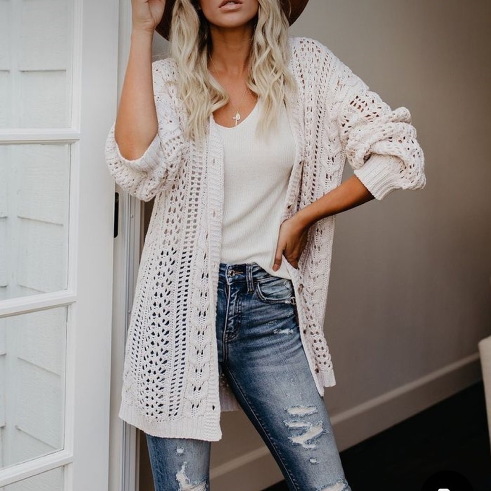 Vici Colleen Button Down Cardigan Tan/Beige